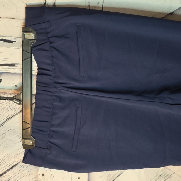 Quince Stretch Crepe Pleated Wide Leg Slacks In Navy Size 10 - Picture 5 of 9